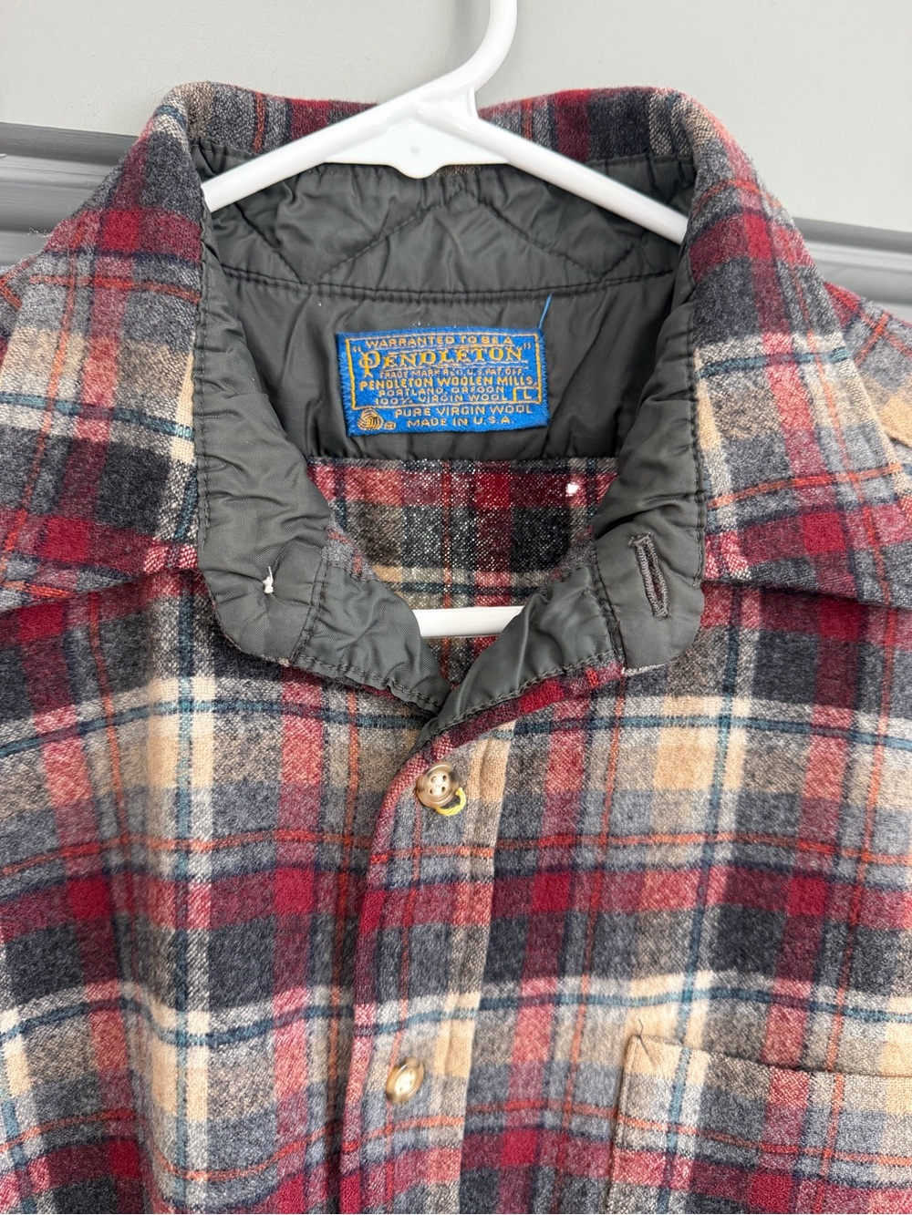 Pendleton Men's Red, Gray & Cream Plaid Shirt Jacket